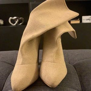 Tan booties with gold glitter